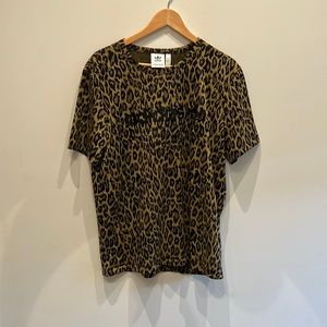 Adidas leopard print “The Brand of 3 Stripes” tee. Large. Never worn.